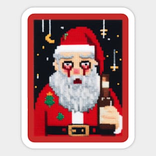 Tipsy Kris Kringle Cross-Stitch -  The Ugliest Christmas Sweater Design Sticker